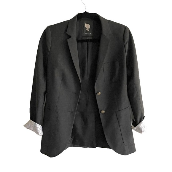 Aritzia Talula Wool Boyfriend Blazer Jacket Charcoal Grey 2 - Picture 1 of 7